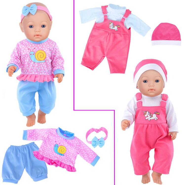 ibayda 10 Sets Doll Clothes Accessories Play Set Include Rompers Outfits for 14-16 inch Dolls and 43cm/17 inch New Baby Dolls (No Doll) - Image 3